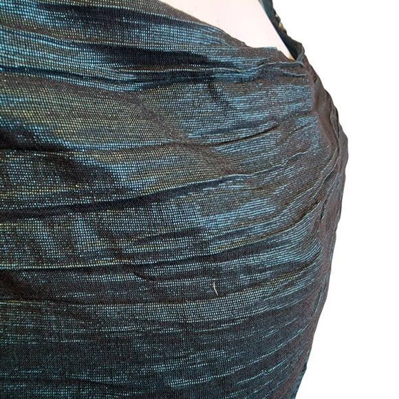 Alex Evenings Size 12 Teal Green Ruched Cocktail Dress Beaded Shoulders EUC - Picture 7 of 10